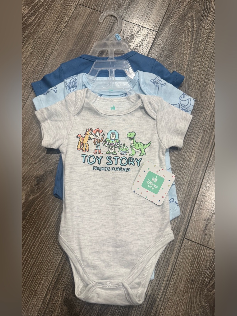 NWT Disney Toy Story Baby Matching Onesie Set - Gray, Light Blue, Blue